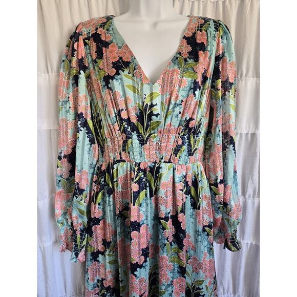 NWT & Other Stories Womens Sz 6 Blue  Smocked Boho Fairy Whimsy Midi Dress - Picture 3 of 9